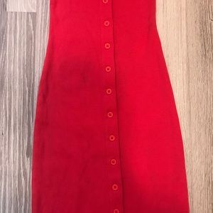 Red Ribbed Off the Shoulder Dress
